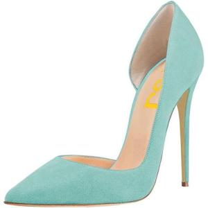 imageFSJ Women Formal Dress Shoes Pointed Toe DOrsay High Heels Sexy Stiletto Versatile Office Wear Pumps Size 415 USTeal
