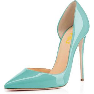 imageFSJ Women Formal Dress Shoes Pointed Toe DOrsay High Heels Sexy Stiletto Versatile Office Wear Pumps Size 415 USTurquoise