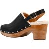 imageFSJ Women Closed Round Toe Clogs Fur Lining Rivets Wooden Chunky Mid Heel Slingback Mules with Studs Comfortable Shoes Size 416 USBlack