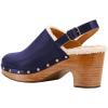 imageFSJ Women Closed Round Toe Clogs Fur Lining Rivets Wooden Chunky Mid Heel Slingback Mules with Studs Comfortable Shoes Size 416 USBlue