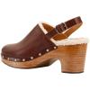 imageFSJ Women Closed Round Toe Clogs Fur Lining Rivets Wooden Chunky Mid Heel Slingback Mules with Studs Comfortable Shoes Size 416 USBrown