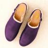imageFSJ Women Closed Round Toe Clogs Fur Lining Rivets Wooden Chunky Mid Heel Slingback Mules with Studs Comfortable Shoes Size 416 USPurple