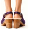 imageFSJ Women Closed Round Toe Clogs Fur Lining Rivets Wooden Chunky Mid Heel Slingback Mules with Studs Comfortable Shoes Size 416 USPurple