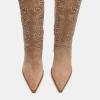 imageFSJ Women Western Knee High Boots Embroidery Pointed Toe Stiletto Heel Studded Pull On Thigh High Tall Retro Long Boots Size 416 USBrown Suede