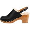 imageFSJ Women Closed Round Toe Clogs Fur Lining Rivets Wooden Chunky Mid Heel Slingback Mules with Studs Comfortable Shoes Size 416 USBlack