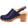 imageFSJ Women Closed Round Toe Clogs Fur Lining Rivets Wooden Chunky Mid Heel Slingback Mules with Studs Comfortable Shoes Size 416 USBlue