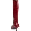 imageFSJ Women Pointed Toe Knee High Boots Kitten Low Heel Wide Calf Zipper Fold Over Evening Daily Wear Dress Shoes Size 416 USRed