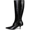 imageFSJ Women Pointed Toe Knee High Boots Kitten Low Heel Wide Calf Zipper Fold Over Evening Daily Wear Dress Shoes Size 416 USBlack
