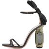imageFSJ Women Open Toe Stylish Sandals Ankle Strap Chunky Block High Thick Heels Wedding Party Ballroom Shoes Size 415 USBlack Bow