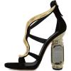 imageFSJ Women Open Toe Stylish Sandals Ankle Strap Chunky Block High Thick Heels Wedding Party Ballroom Shoes Size 415 USGold S