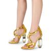 imageFSJ Women Open Toe Stylish Sandals Ankle Strap Chunky Block High Thick Heels Wedding Party Ballroom Shoes Size 415 USGolden S