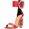 imageFSJ Women Open Toe Stylish Sandals Ankle Strap Chunky Block High Thick Heels Wedding Party Ballroom Shoes Size 415 USRed