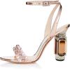 imageFSJ Women Open Toe Stylish Sandals Ankle Strap Chunky Block High Thick Heels Wedding Party Ballroom Shoes Size 415 USRose Gold