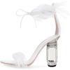 imageFSJ Women Open Toe Stylish Sandals Ankle Strap Chunky Block High Thick Heels Wedding Party Ballroom Shoes Size 415 USWhite Feather