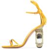 imageFSJ Women Open Toe Stylish Sandals Ankle Strap Chunky Block High Thick Heels Wedding Party Ballroom Shoes Size 415 USYellow Bow