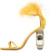 imageFSJ Women Open Toe Stylish Sandals Ankle Strap Chunky Block High Thick Heels Wedding Party Ballroom Shoes Size 415 USYellow Fur