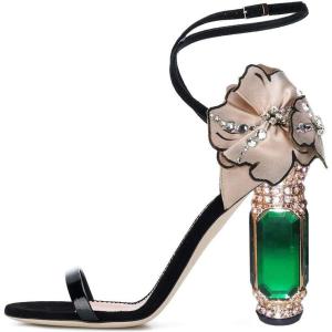 imageFSJ Women Open Toe Stylish Sandals Ankle Strap Chunky Block High Thick Heels Wedding Party Ballroom Shoes Size 415 USFlower