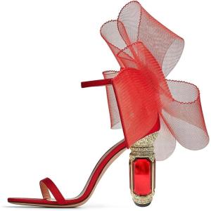 imageFSJ Women Open Toe Stylish Sandals Ankle Strap Chunky Block High Thick Heels Wedding Party Ballroom Shoes Size 415 USRed Mesh