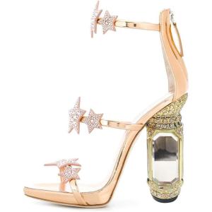 imageFSJ Women Open Toe Stylish Sandals Ankle Strap Chunky Block High Thick Heels Wedding Party Ballroom Shoes Size 415 USStar