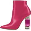 imageFSJ Women Chic Pointed Toe Crystal Chunky Block High Heel Ankle Boots Glossy Side Zipper Casual Daily Fashion Ladies Fall Shoes Size 415 USFuchsia