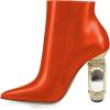 imageFSJ Women Chic Pointed Toe Crystal Chunky Block High Heel Ankle Boots Glossy Side Zipper Casual Daily Fashion Ladies Fall Shoes Size 415 USOrange