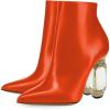 imageFSJ Women Chic Pointed Toe Crystal Chunky Block High Heel Ankle Boots Glossy Side Zipper Casual Daily Fashion Ladies Fall Shoes Size 415 USOrange