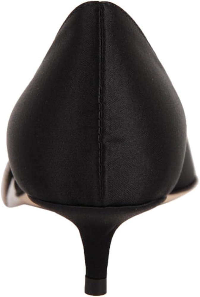 imageFSJ Women Vintage Kitten Low Heel Embroidery Pumps Cute Closed Pointed Toe Flower Satin Shoes Suitable for Wedding Daily Walking Dress Size 416 USBlack