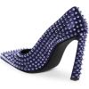 imageFSJ Women Classic Pumps Closed Pointed Toe Slim High Heel Fashion Studded Rivets Slip On Cocktail Party Prom Sexy Dress Shoes Size 416 USBlue