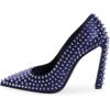 imageFSJ Women Classic Pumps Closed Pointed Toe Slim High Heel Fashion Studded Rivets Slip On Cocktail Party Prom Sexy Dress Shoes Size 416 USBlue