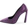 imageFSJ Women Classic Pumps Closed Pointed Toe Slim High Heel Fashion Studded Rivets Slip On Cocktail Party Prom Sexy Dress Shoes Size 416 USPurple