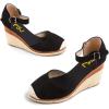 imageFSJ Women Closed Toe Espadrilles Dressy Wedge Sandal Ankle Strap Buckle High Heels Comfort Platform Sandals Shoes Size 415 USBlack