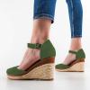 imageFSJ Women Closed Toe Espadrilles Dressy Wedge Sandal Ankle Strap Buckle High Heels Comfort Platform Sandals Shoes Size 415 USGreen