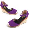 imageFSJ Women Closed Toe Espadrilles Dressy Wedge Sandal Ankle Strap Buckle High Heels Comfort Platform Sandals Shoes Size 415 USPurple