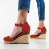 imageFSJ Women Closed Toe Espadrilles Dressy Wedge Sandal Ankle Strap Buckle High Heels Comfort Platform Sandals Shoes Size 415 USRed