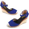 imageFSJ Women Closed Toe Espadrilles Dressy Wedge Sandal Ankle Strap Buckle High Heels Comfort Platform Sandals Shoes Size 415 USSlateblue