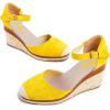 imageFSJ Women Closed Toe Espadrilles Dressy Wedge Sandal Ankle Strap Buckle High Heels Comfort Platform Sandals Shoes Size 415 USYellow