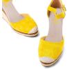 imageFSJ Women Closed Toe Espadrilles Dressy Wedge Sandal Ankle Strap Buckle High Heels Comfort Platform Sandals Shoes Size 415 USYellow