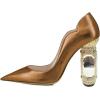 imageFSJ Women Pointed Toe Crystal High Heel Pumps Comfort Slip On Chunky Block Heel Bridal Wedding Evening Party Prom Shoes Size 415 USBrown