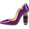 imageFSJ Women Pointed Toe Crystal High Heel Pumps Comfort Slip On Chunky Block Heel Bridal Wedding Evening Party Prom Shoes Size 415 USPurple Patent