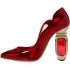 imageFSJ Women Pointed Toe Crystal High Heel Pumps Comfort Slip On Chunky Block Heel Bridal Wedding Evening Party Prom Shoes Size 415 USRed Mirror