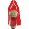 imageFSJ Women Pointed Toe Crystal High Heel Pumps Comfort Slip On Chunky Block Heel Bridal Wedding Evening Party Prom Shoes Size 415 USRed Patent