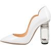imageFSJ Women Pointed Toe Crystal High Heel Pumps Comfort Slip On Chunky Block Heel Bridal Wedding Evening Party Prom Shoes Size 415 USWhite
