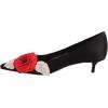 imageFSJ Women Vintage Kitten Low Heel Embroidery Pumps Cute Closed Pointed Toe Flower Satin Shoes Suitable for Wedding Daily Walking Dress Size 416 USBlack