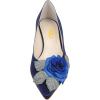 imageFSJ Women Vintage Kitten Low Heel Embroidery Pumps Cute Closed Pointed Toe Flower Satin Shoes Suitable for Wedding Daily Walking Dress Size 416 USNavy Blue
