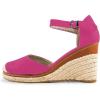 imageFSJ Women Closed Toe Espadrilles Dressy Wedge Sandal Ankle Strap Buckle High Heels Comfort Platform Sandals Shoes Size 415 USHot Pink