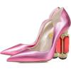 imageFSJ Women Pointed Toe Crystal High Heel Pumps Comfort Slip On Chunky Block Heel Bridal Wedding Evening Party Prom Shoes Size 415 USPink