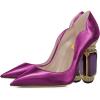 imageFSJ Women Pointed Toe Crystal High Heel Pumps Comfort Slip On Chunky Block Heel Bridal Wedding Evening Party Prom Shoes Size 415 USPurple