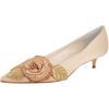 imageFSJ Women Vintage Kitten Low Heel Embroidery Pumps Cute Closed Pointed Toe Flower Satin Shoes Suitable for Wedding Daily Walking Dress Size 416 USChampagne
