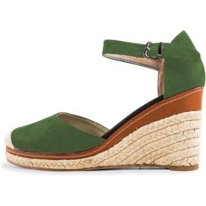 imageFSJ Women Closed Toe Espadrilles Dressy Wedge Sandal Ankle Strap Buckle High Heels Comfort Platform Sandals Shoes Size 415 USGreen