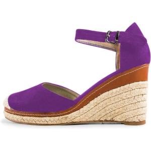 imageFSJ Women Closed Toe Espadrilles Dressy Wedge Sandal Ankle Strap Buckle High Heels Comfort Platform Sandals Shoes Size 415 USPurple